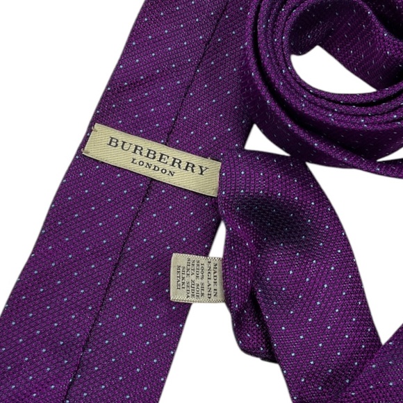 BURBERRY XL Purple Geometric Logo Silk LUXURY Slim Tie ITALY - Picture 3 of 4